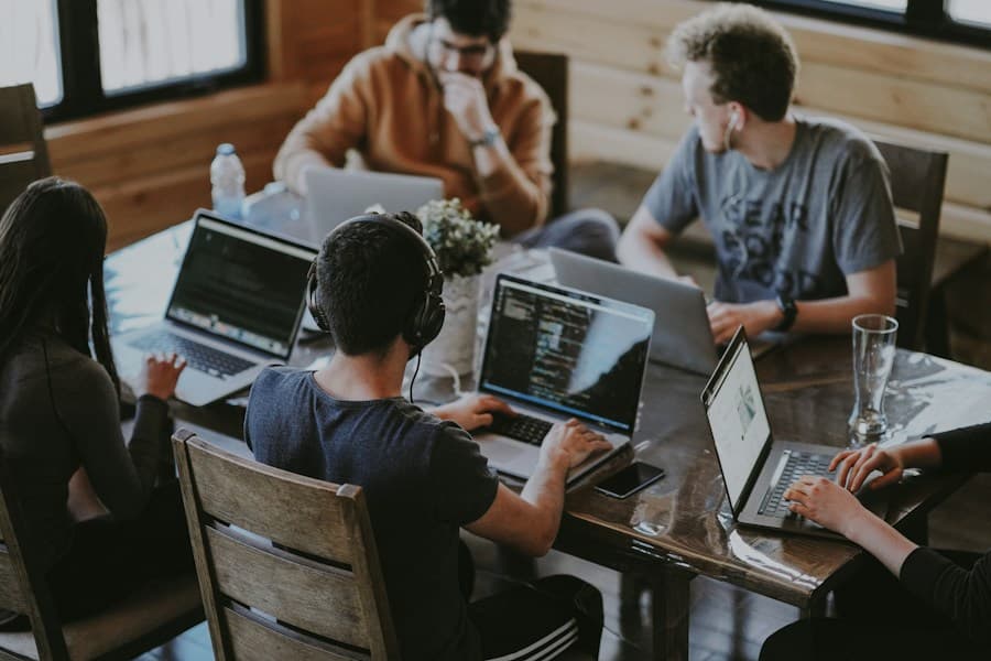 A group collaborating around a table